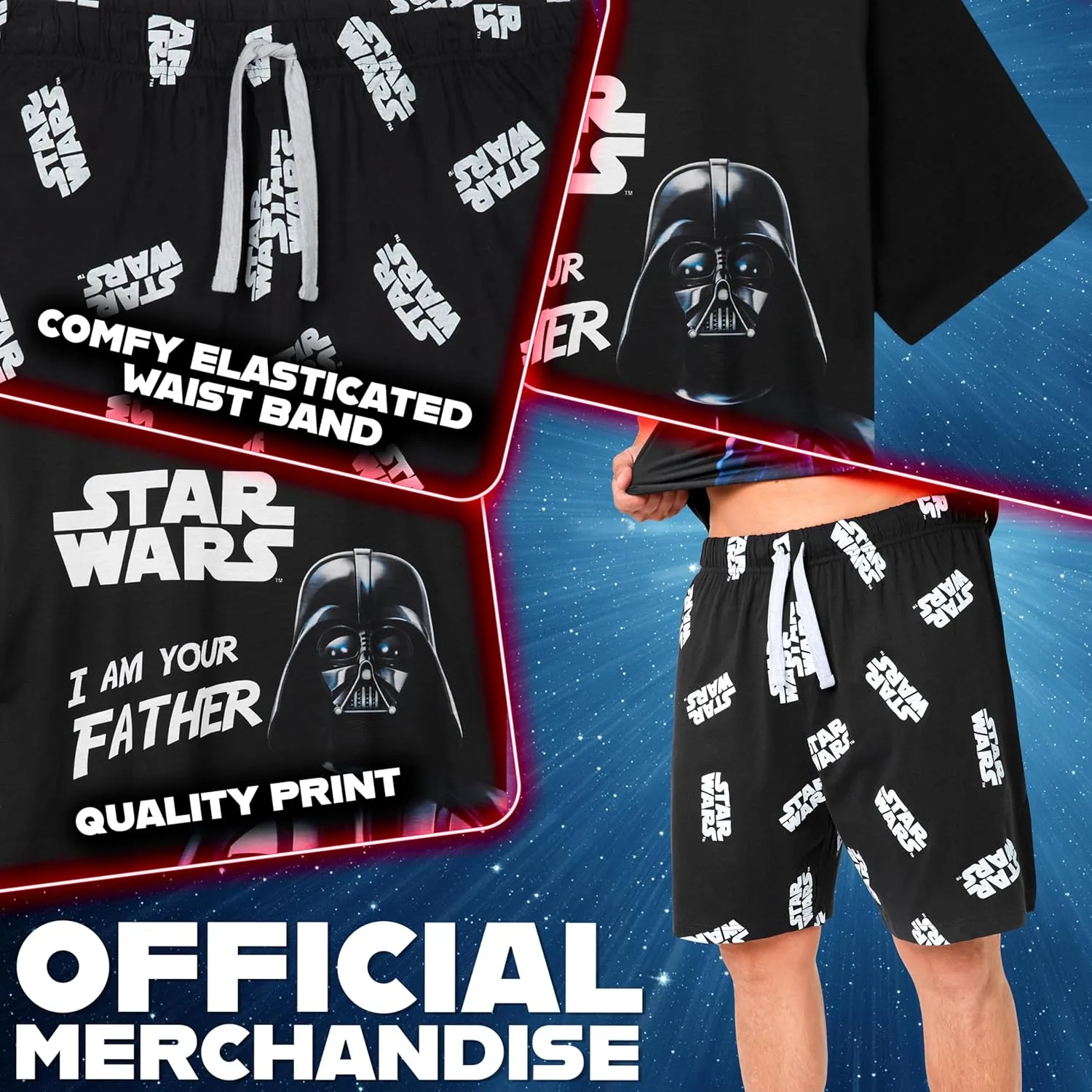 Disney Star Wars Pajamas Set Men Short PJs Lounge Set Dad Baby Yoda Sleepwear