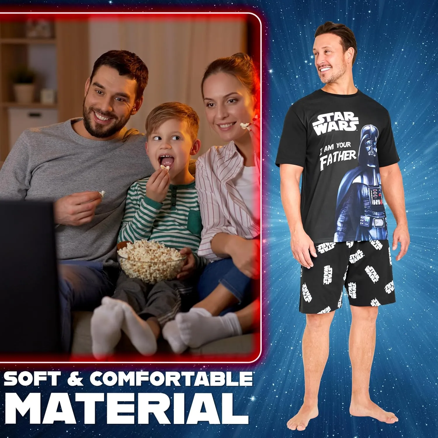Disney Star Wars Pajamas Set Men Short PJs Lounge Set Dad Baby Yoda Sleepwear