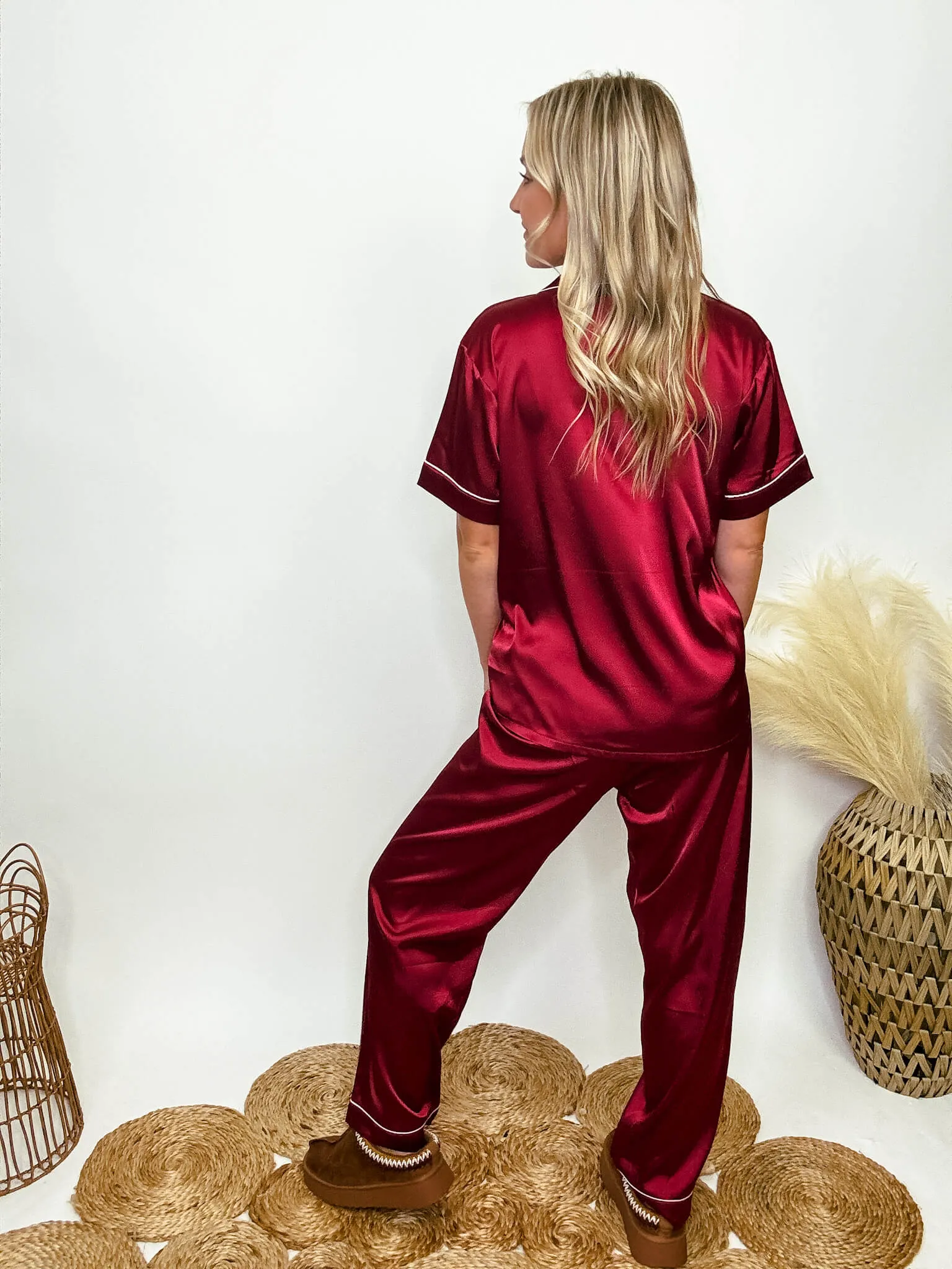 DOORBUSTER - Burgundy Satin Pajama Set