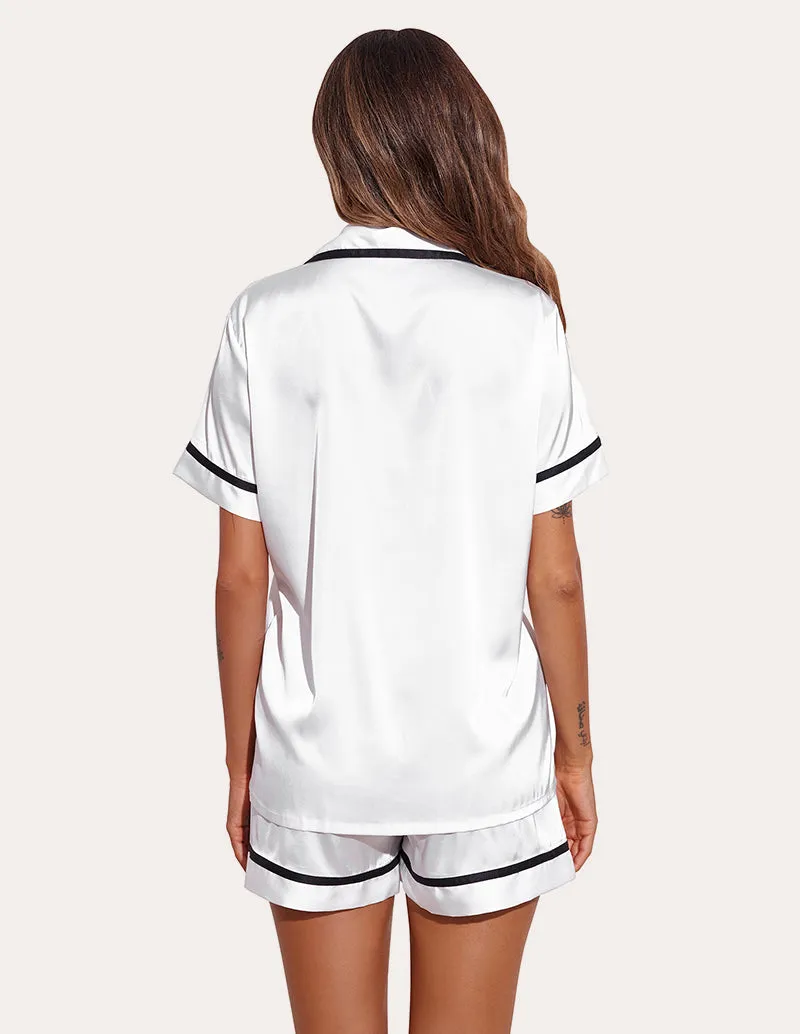 Ekouaer Silk Satin Button Down Sleepwear Set (US Only)