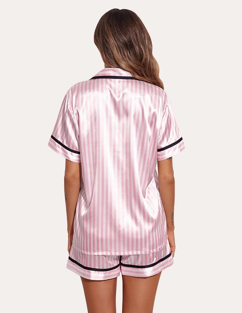 Ekouaer Silk Satin Button Down Sleepwear Set (US Only)