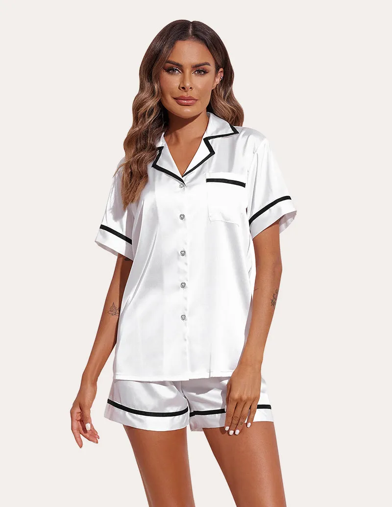 Ekouaer Silk Satin Button Down Sleepwear Set (US Only)