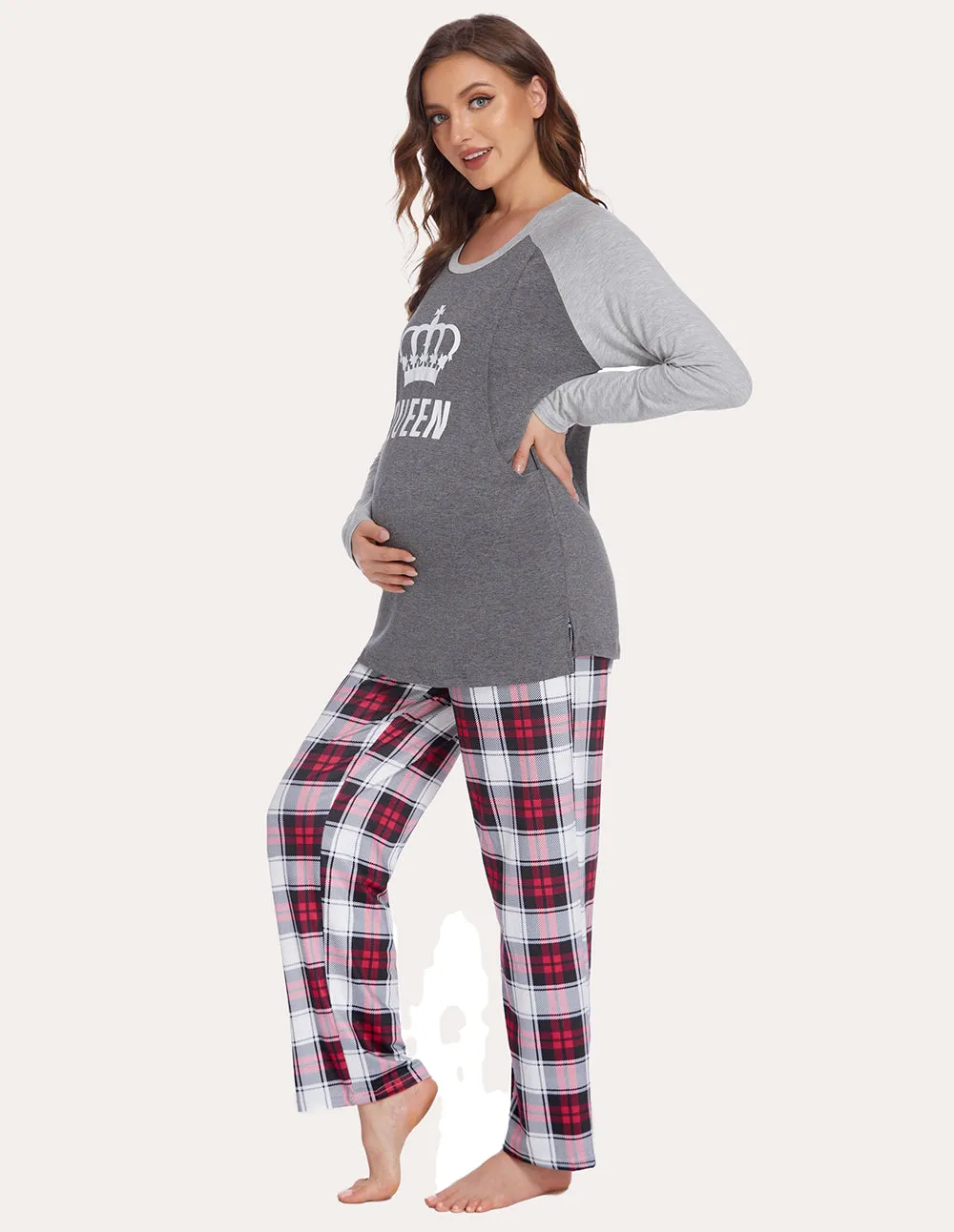 Ekouaer Soft Maternity Nursing Pajama Set (US Only)
