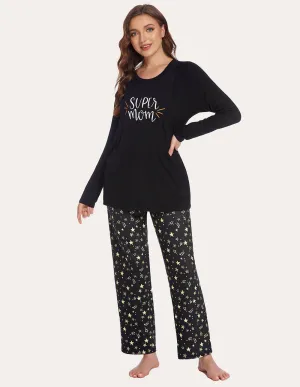 Ekouaer Soft Maternity Nursing Pajama Set (US Only)
