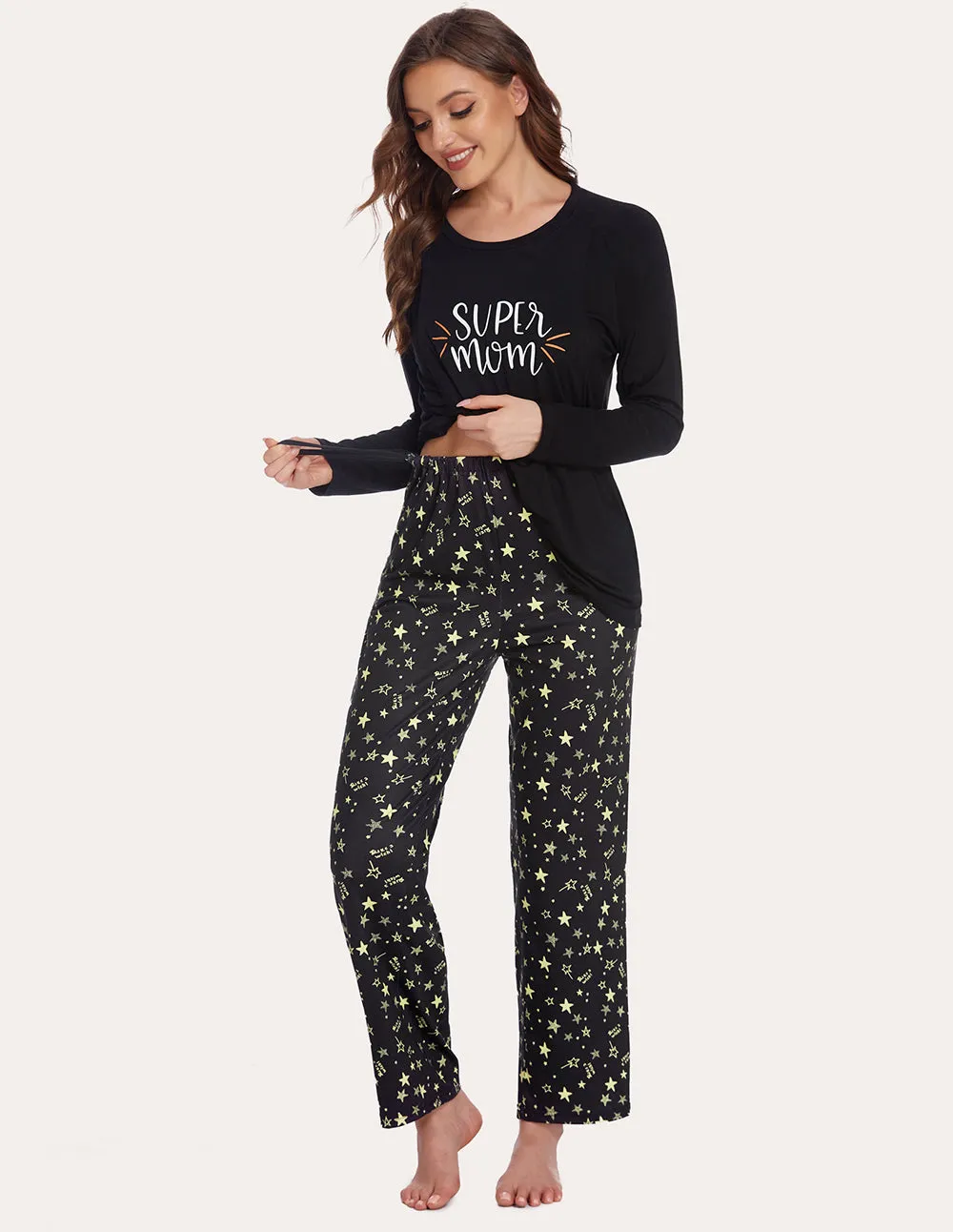 Ekouaer Soft Maternity Nursing Pajama Set (US Only)