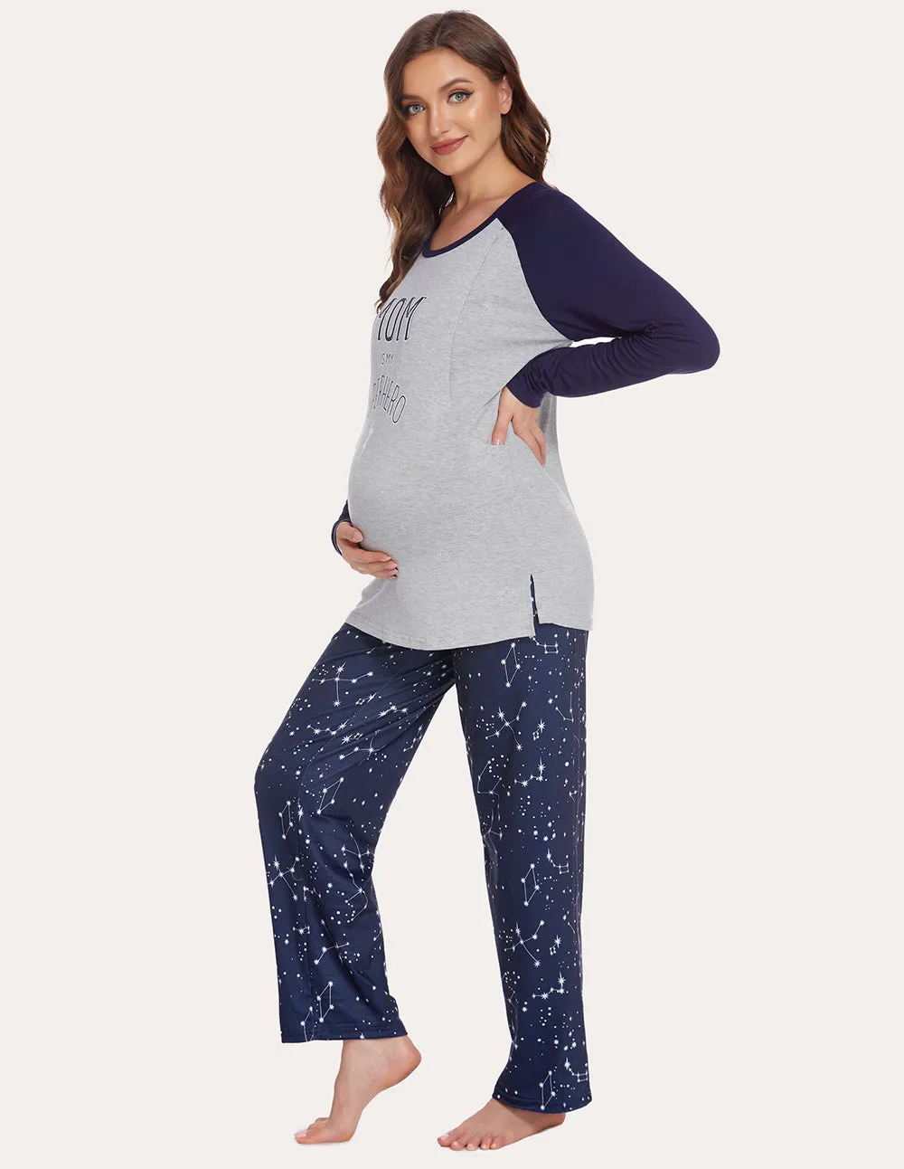 Ekouaer Soft Maternity Nursing Pajama Set (US Only)