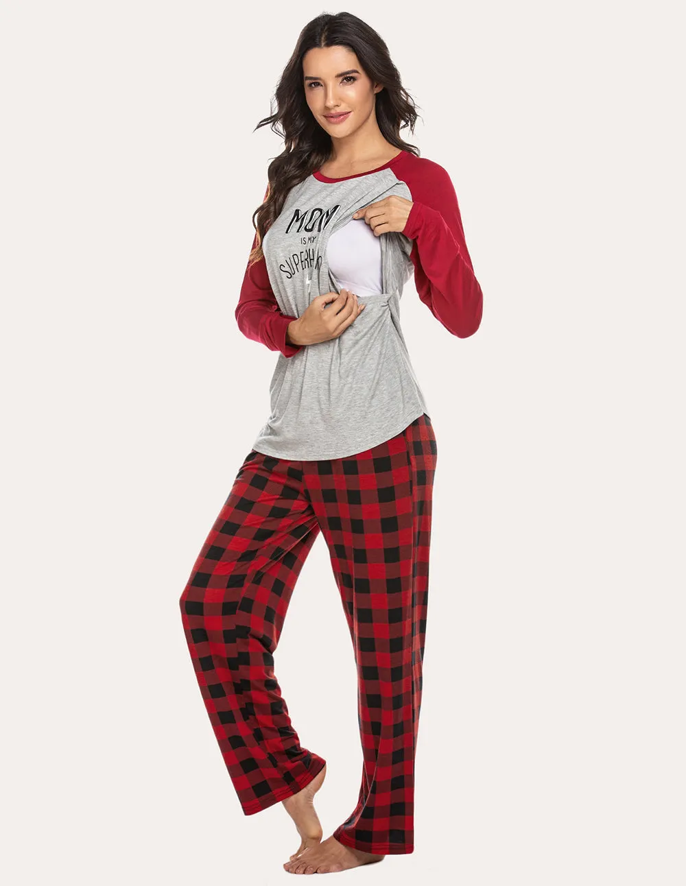 Ekouaer Soft Maternity Nursing Pajama Set (US Only)