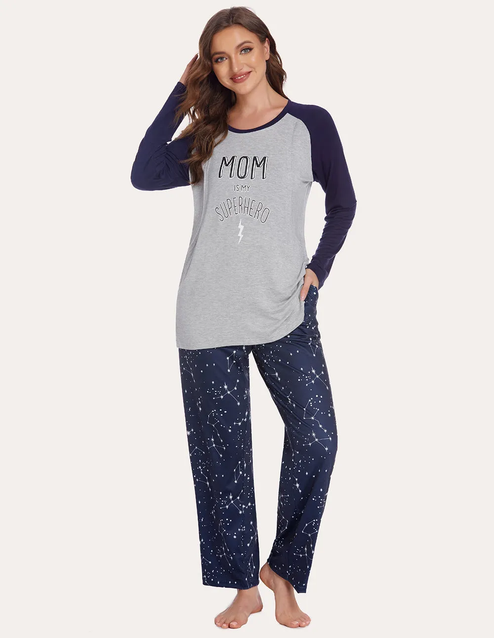 Ekouaer Soft Maternity Nursing Pajama Set (US Only)