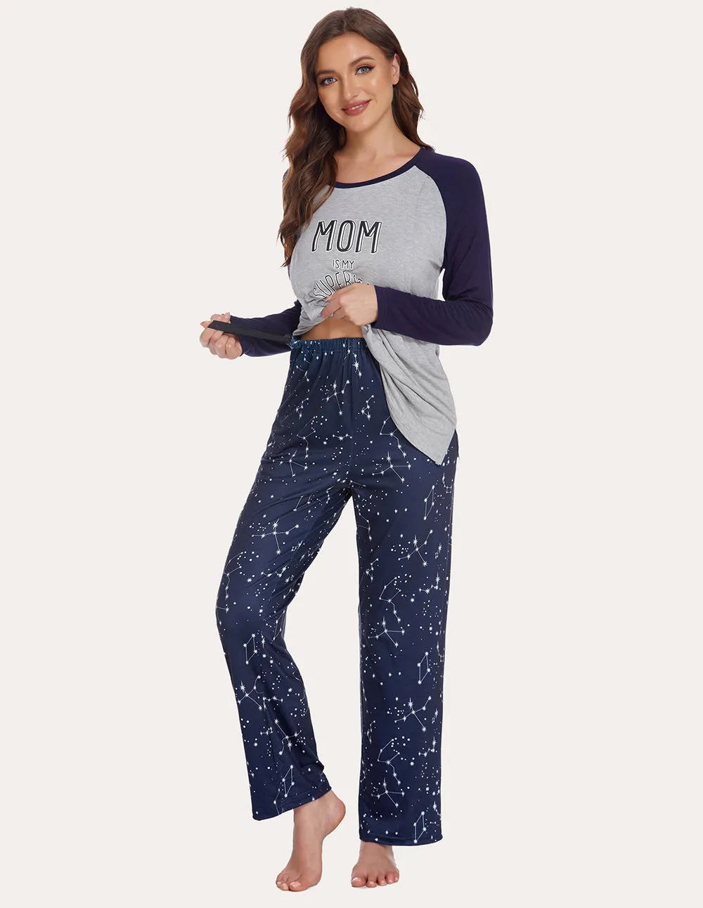 Ekouaer Soft Maternity Nursing Pajama Set (US Only)
