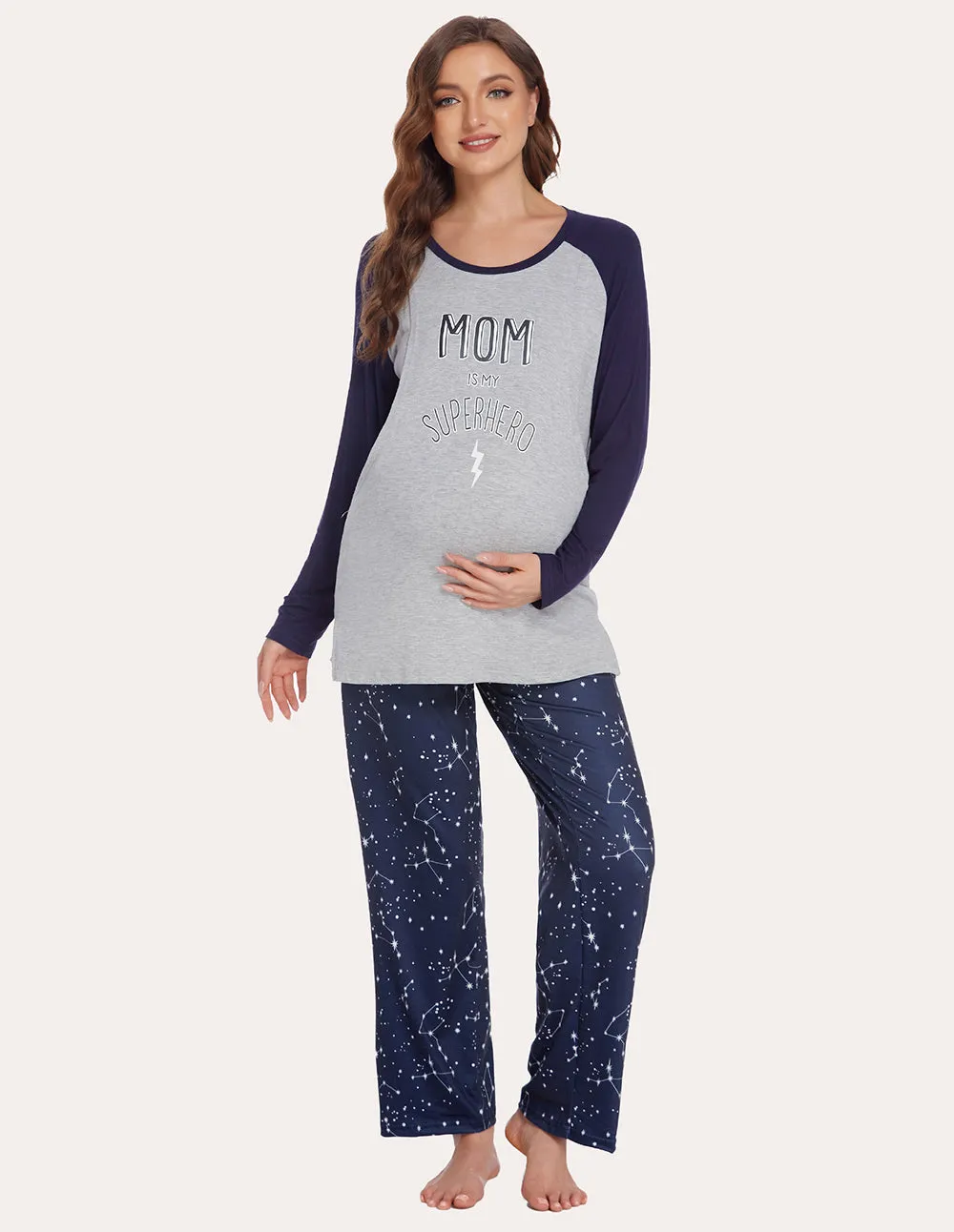 Ekouaer Soft Maternity Nursing Pajama Set (US Only)
