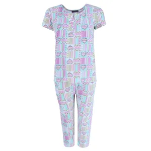 Elegant Emily Women's Plus Size Patchwork Hearts Capri Set
