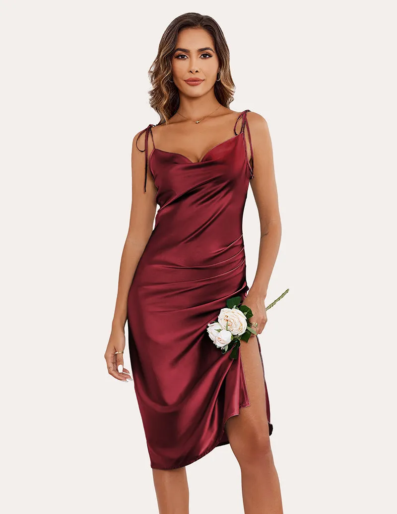 Elegant Satin Silp Midi Dress (US Only)