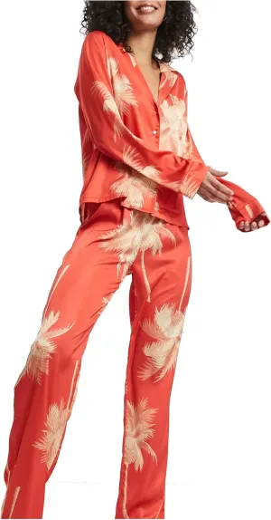 Elina fashion Womens Satin Pant Pajamas Set Sleepwear Flannel Loungewear Button Down Two-piece Pj Sets