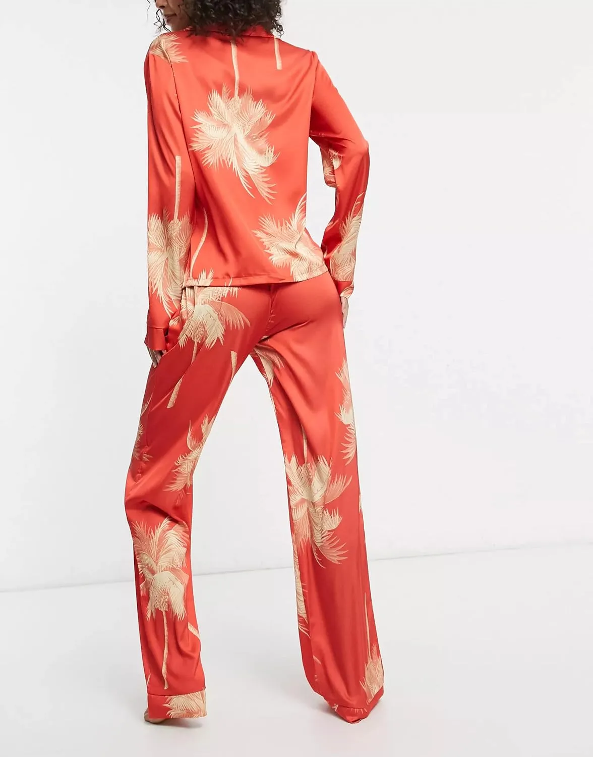 Elina fashion Womens Satin Pant Pajamas Set Sleepwear Flannel Loungewear Button Down Two-piece Pj Sets