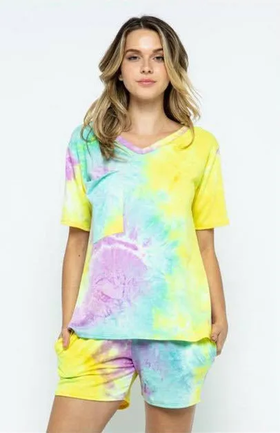 Ellie Tie Dye Short Set, Magenta