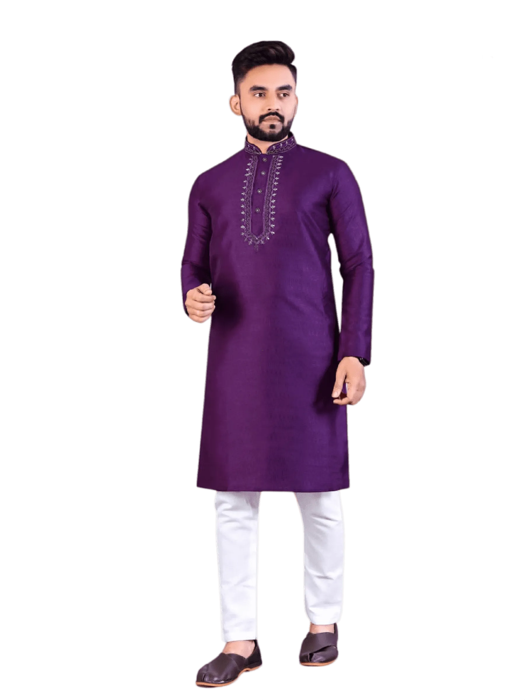 Ethnic And Traditional Cotton And Chanderi Silk Kurta Set For Men