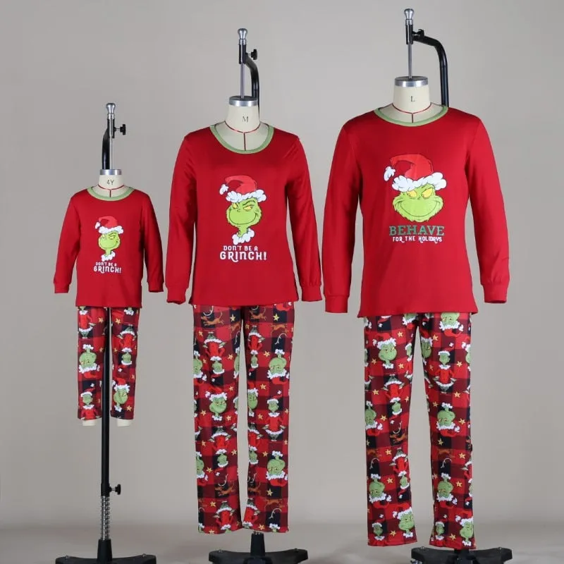 Family Christmas Matching Pajamas Outfits Set 2023 Xmas Cartoon Elf Costume Adult Kids Set Baby Jumpsuit Family Matching Pyjamas