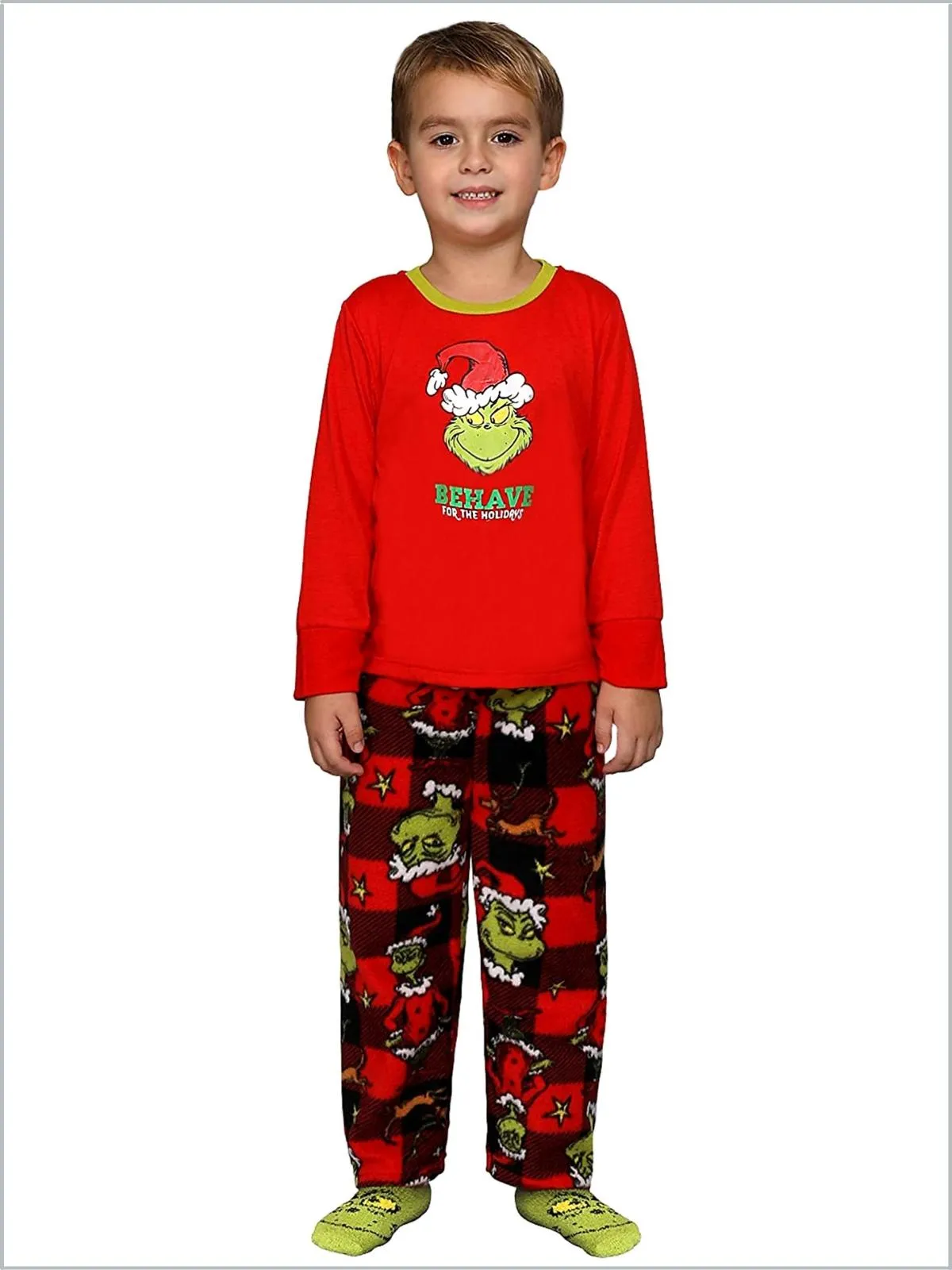 Family Matching Grinch Pajamas and  Socks Set