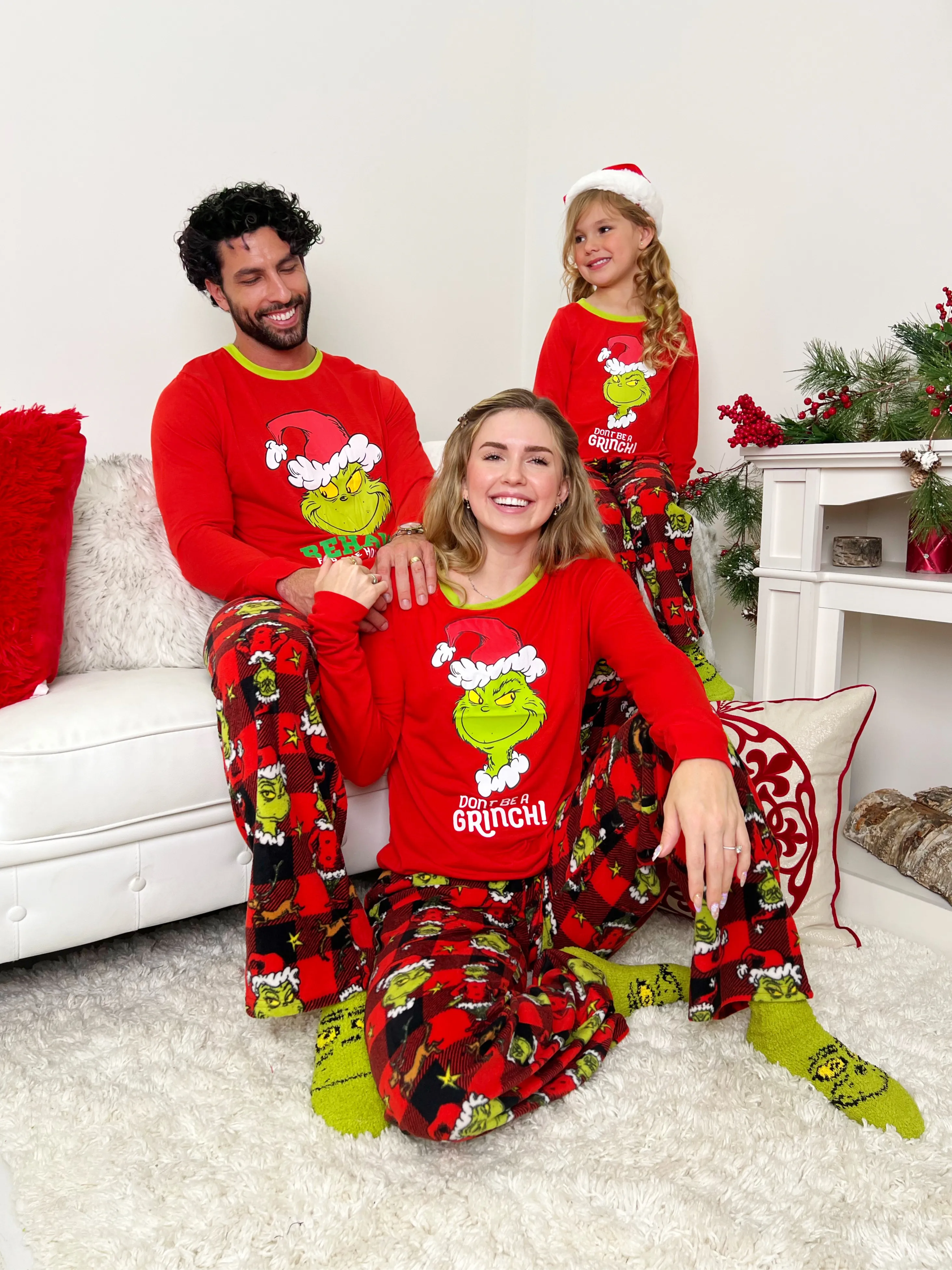 Family Matching Grinch Pajamas and  Socks Set
