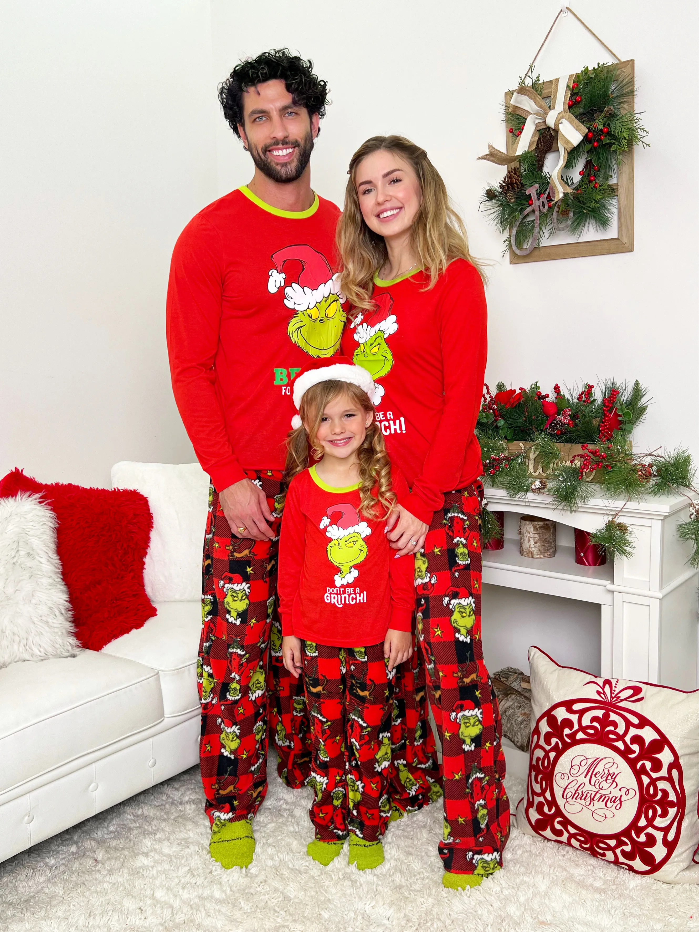 Family Matching Grinch Pajamas and  Socks Set