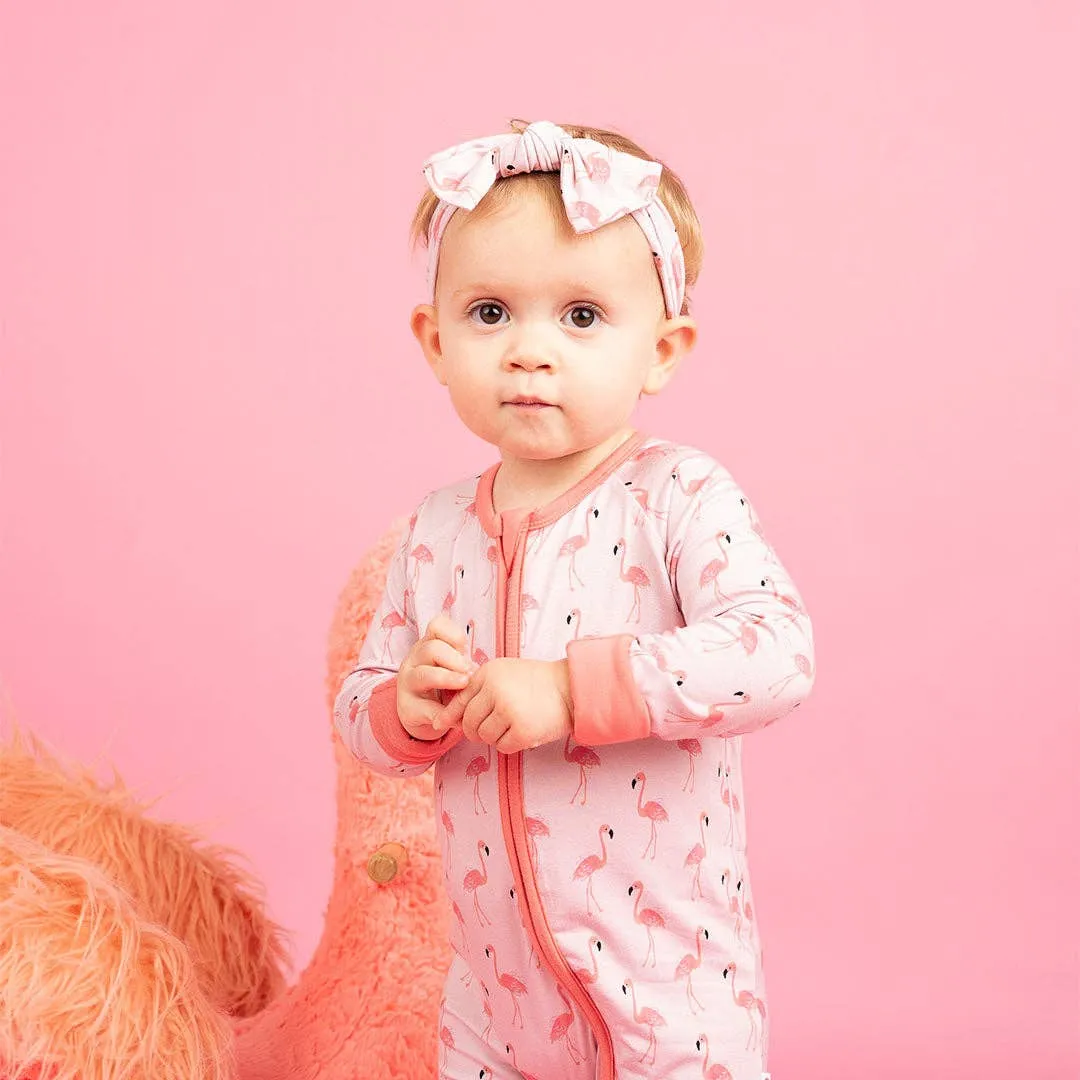 Fancy Flamingos Pink Bamboo Baby Pajamas Convertible Sleeper