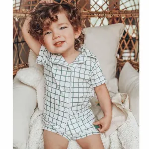 Farmhouse Check Button Down Short Pajamas - Green
