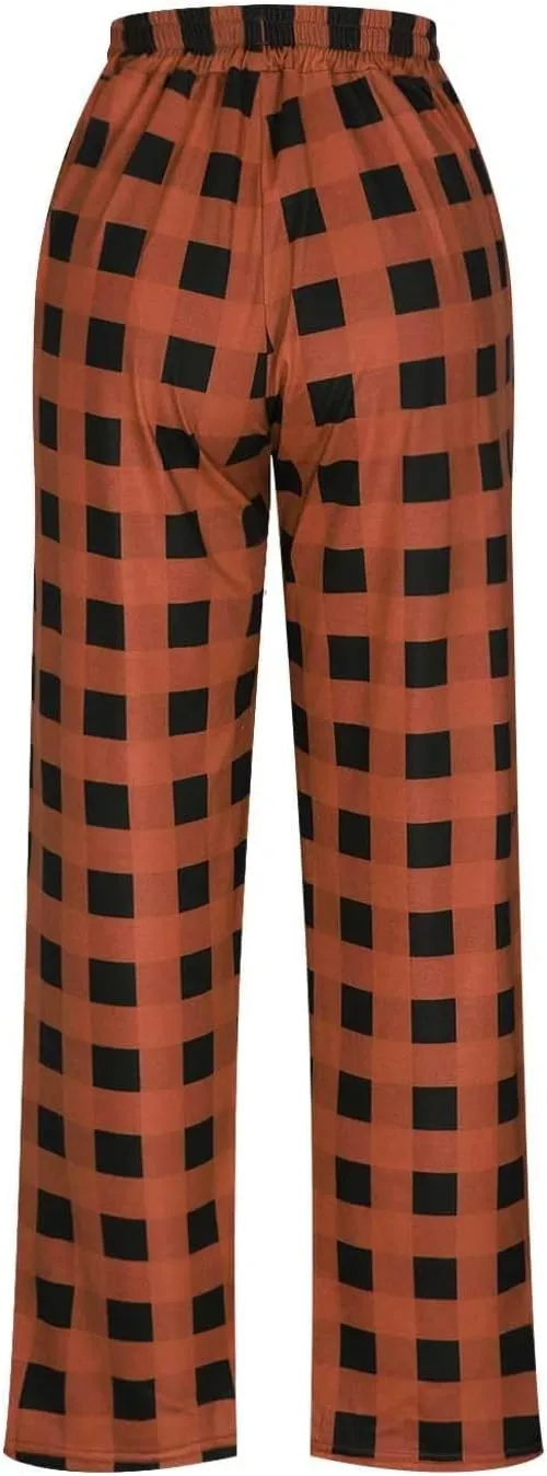 Fashion Men's Casual Plaid Loose Sport Plaid Pajama Pants Trousers