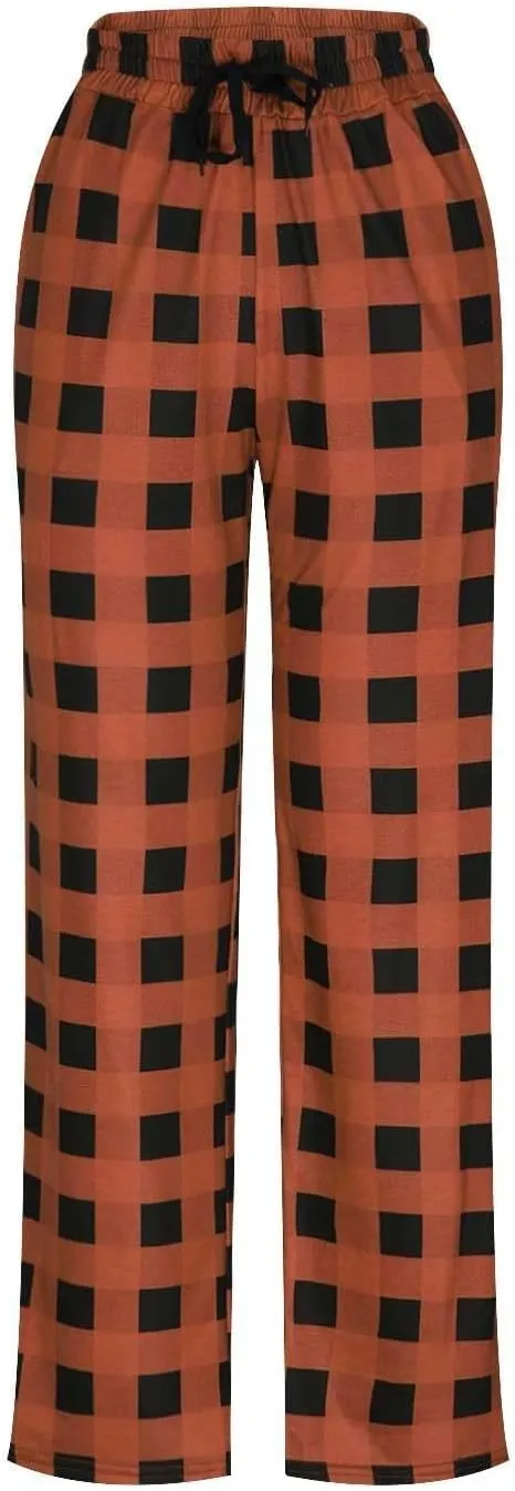 Fashion Men's Casual Plaid Loose Sport Plaid Pajama Pants Trousers