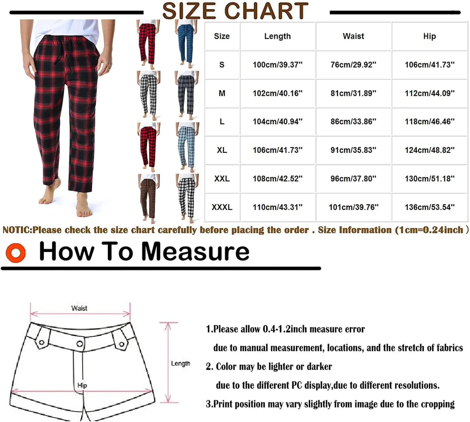 Fashion Men's Casual Plaid Loose Sport Plaid Pajama Pants Trousers