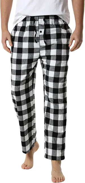 Fashion Men's Casual Plaid Loose Sport Plaid Pajama Pants Trousers