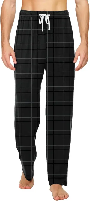 Fashion Plaid Pajama Pants For Mens Drawstring Lightweight Baggy Causal Straight Fit With Pockets Sport Soft Sleep Pants