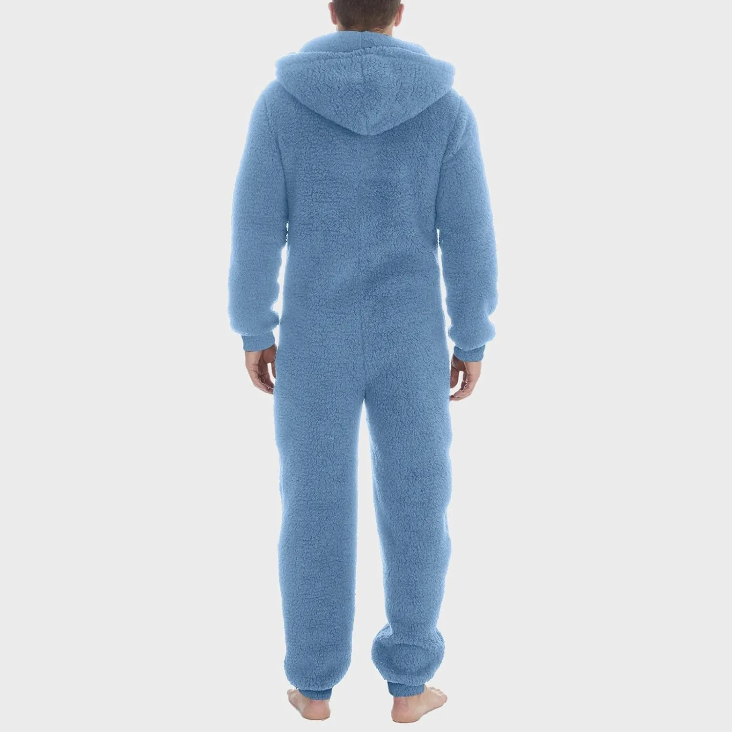 Fleece Jumpsuit Men Women Couple One Piece Pajamas Sherpa Hooded Lounger Thermal Winter Pants Casual Lounge Sets Pjs