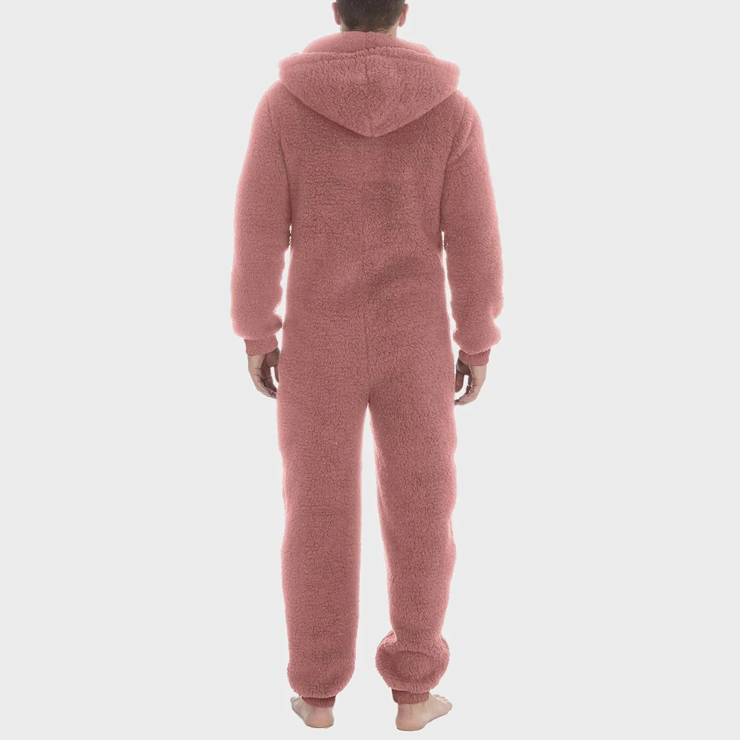 Fleece Jumpsuit Men Women Couple One Piece Pajamas Sherpa Hooded Lounger Thermal Winter Pants Casual Lounge Sets Pjs