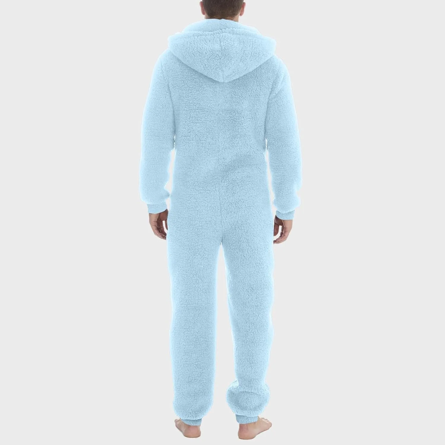 Fleece Jumpsuit Men Women Couple One Piece Pajamas Sherpa Hooded Lounger Thermal Winter Pants Casual Lounge Sets Pjs