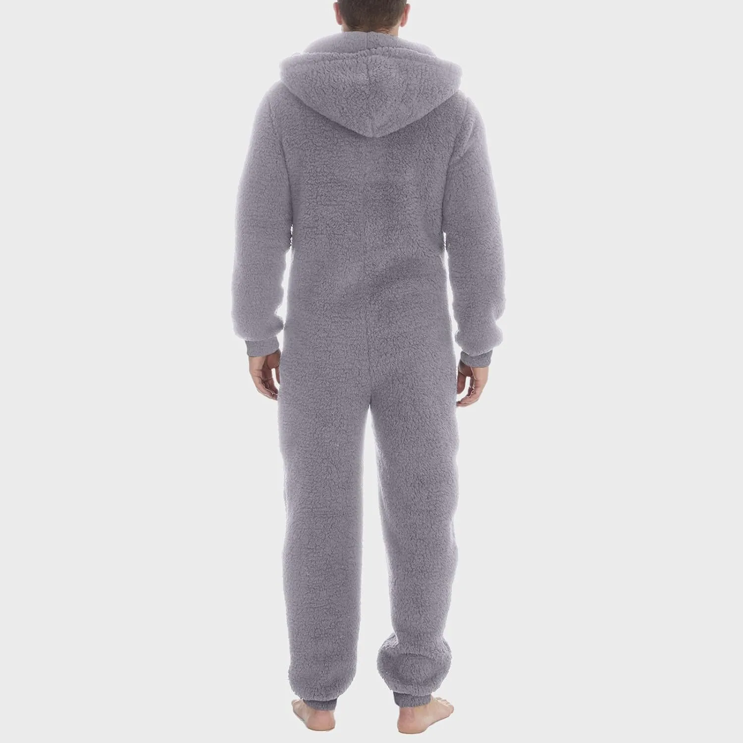 Fleece Jumpsuit Men Women Couple One Piece Pajamas Sherpa Hooded Lounger Thermal Winter Pants Casual Lounge Sets Pjs