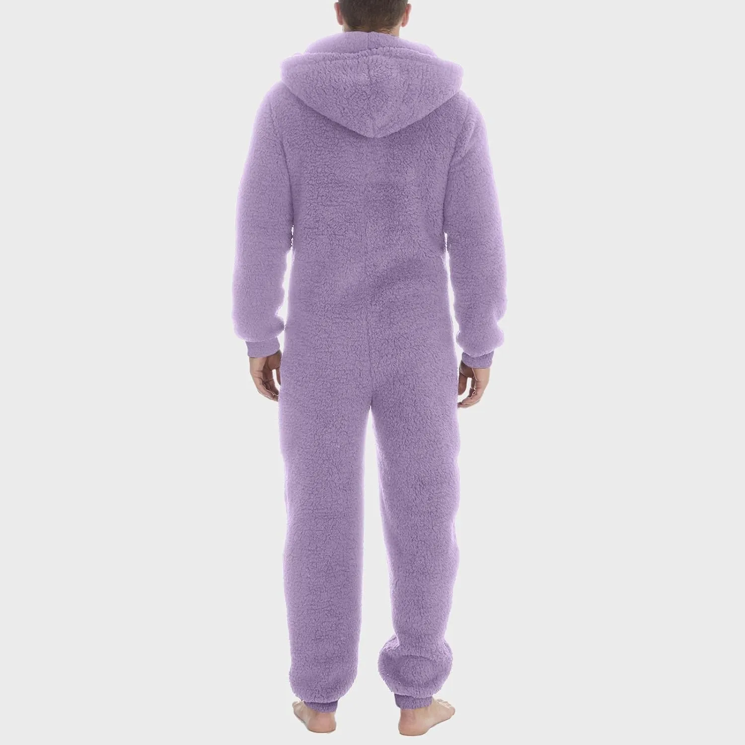 Fleece Jumpsuit Men Women Couple One Piece Pajamas Sherpa Hooded Lounger Thermal Winter Pants Casual Lounge Sets Pjs