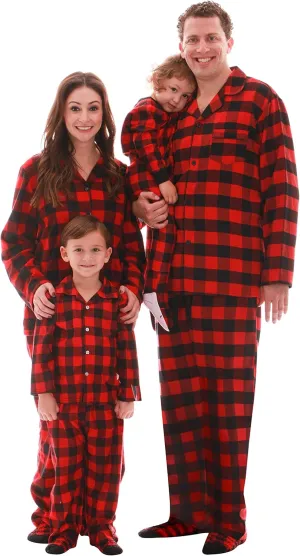 #followme Family Pajamas Buffalo Plaid Button-Front Microfleece Pajamas Set with Matching Socks