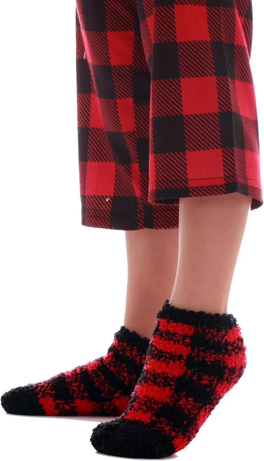 #followme Family Pajamas Buffalo Plaid Button-Front Microfleece Pajamas Set with Matching Socks