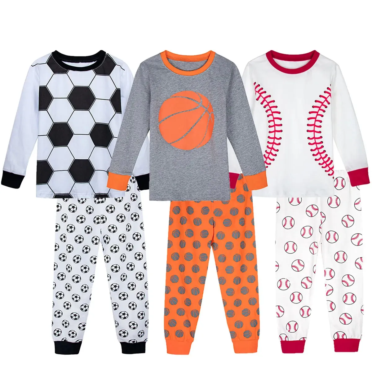 Football, Basketball, Baseball Print Pajamas for Kids