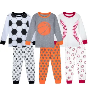 Football, Basketball, Baseball Print Pajamas for Kids
