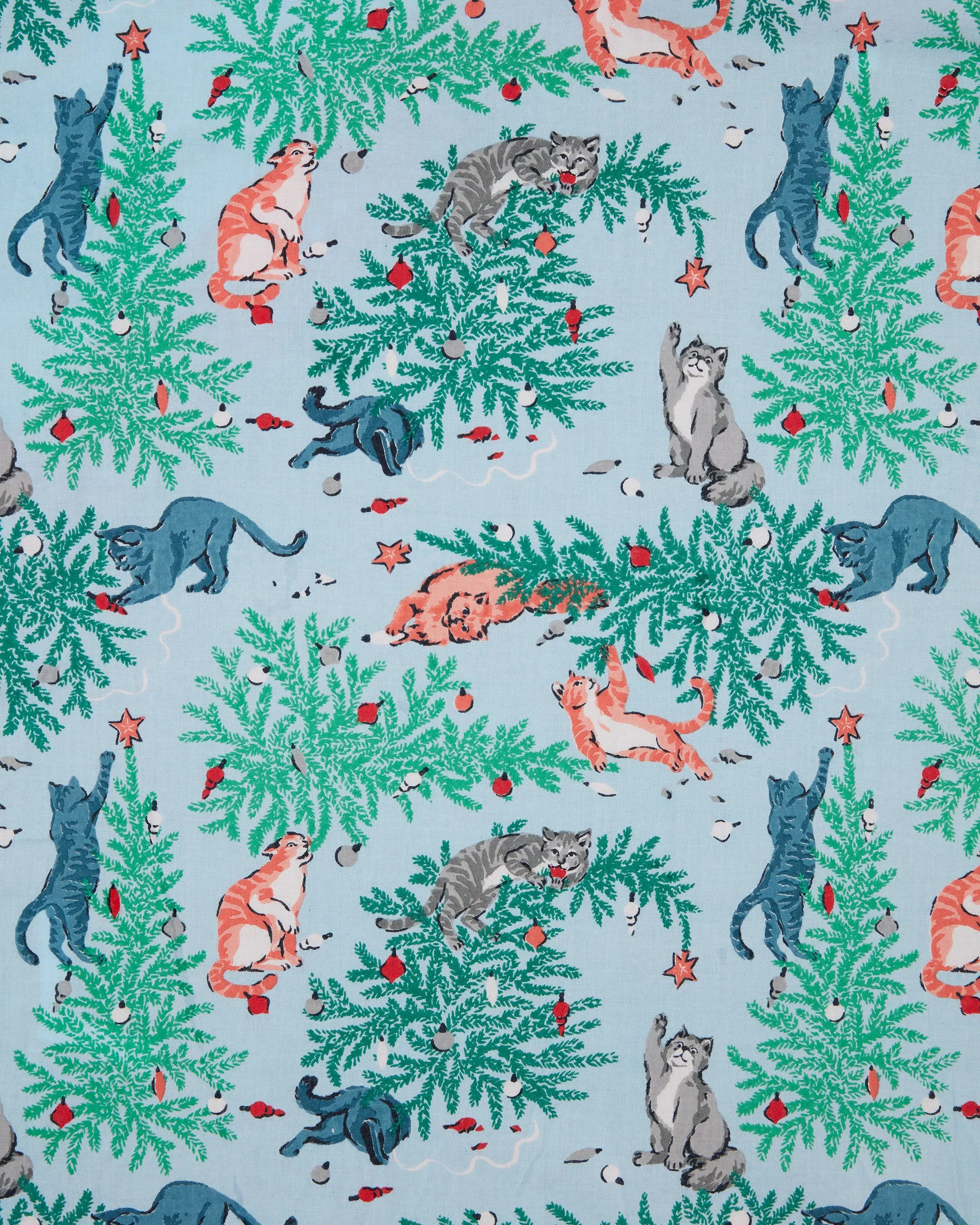 Frisky Firs - Lightweight Flannel Robe - Twinkling Blue