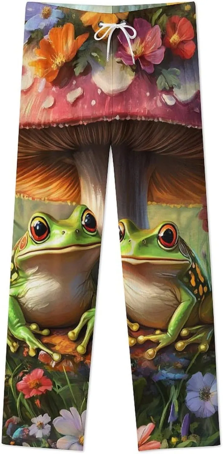 Frog Mushroom Women's Pajama Pants Fleece Warm Pj Bottoms Sleepwear Lounge Pants Loungewear