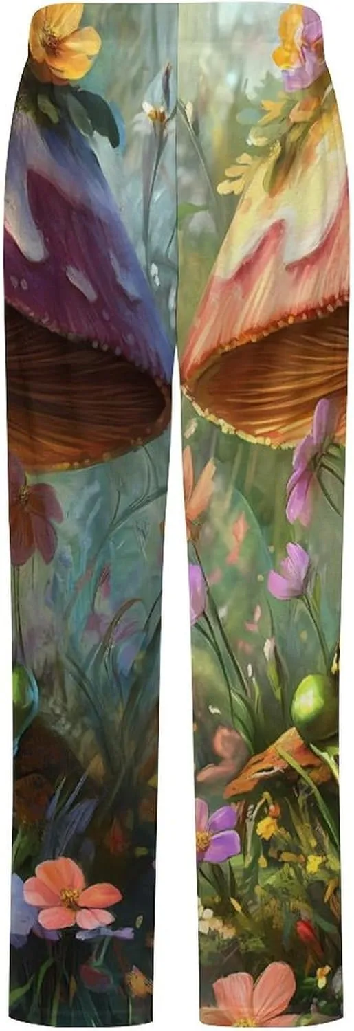 Frog Mushroom Women's Pajama Pants Fleece Warm Pj Bottoms Sleepwear Lounge Pants Loungewear