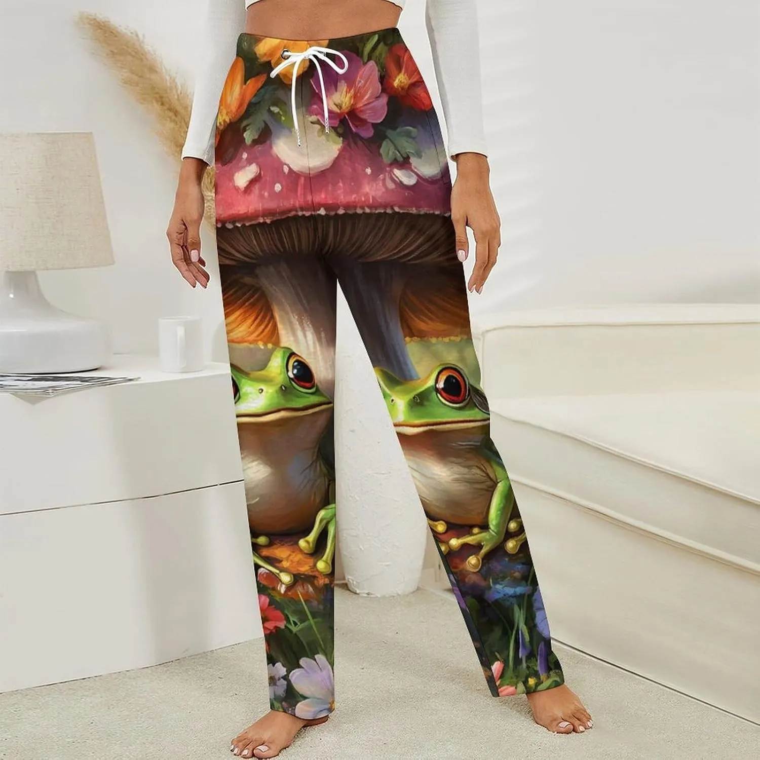 Frog Mushroom Women's Pajama Pants Fleece Warm Pj Bottoms Sleepwear Lounge Pants Loungewear