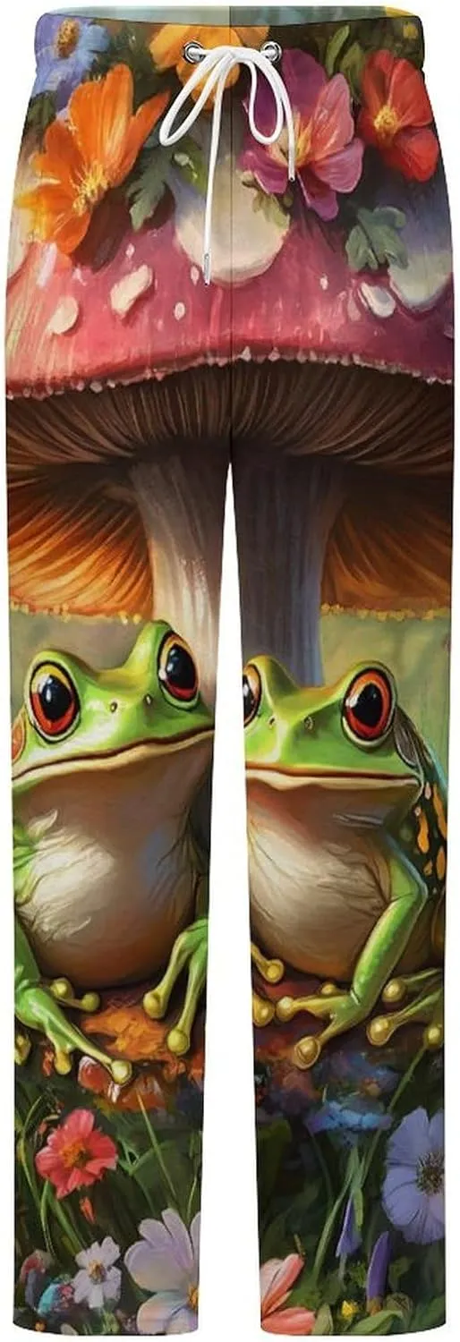Frog Mushroom Women's Pajama Pants Fleece Warm Pj Bottoms Sleepwear Lounge Pants Loungewear