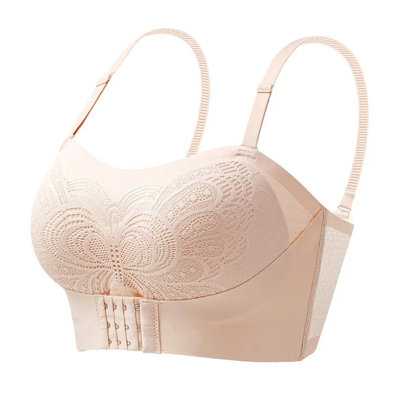 Front Closure Bra Strapless Wireless Push Up Anti-slip Bra