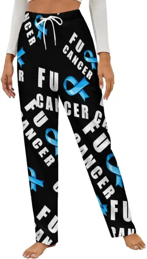 Fuck Cancer Women's Pajama Pants Fleece Warm Pj Bottoms Sleepwear Lounge Pants Loungewear