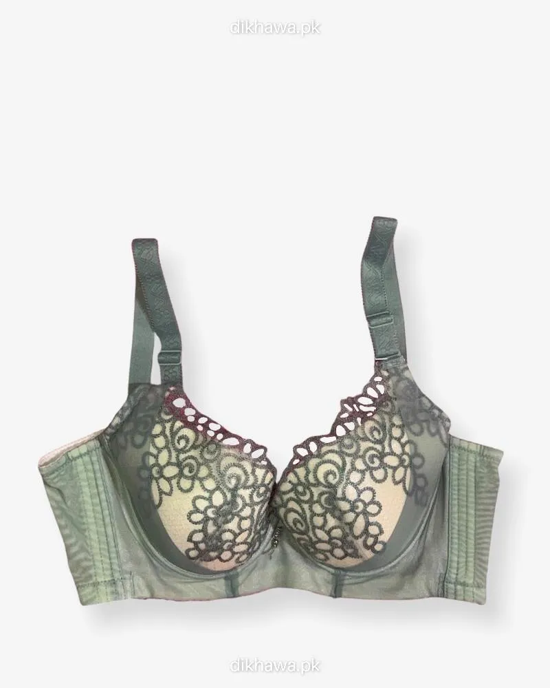 Full Cup Push Up Bra - Single Padded Soft Underwired Push Up Bra - Green -2021