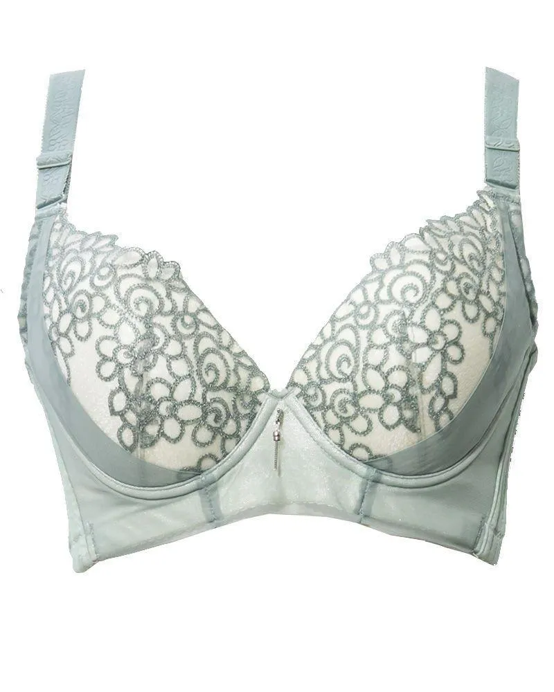 Full Cup Push Up Bra - Single Padded Soft Underwired Push Up Bra - Green -2021