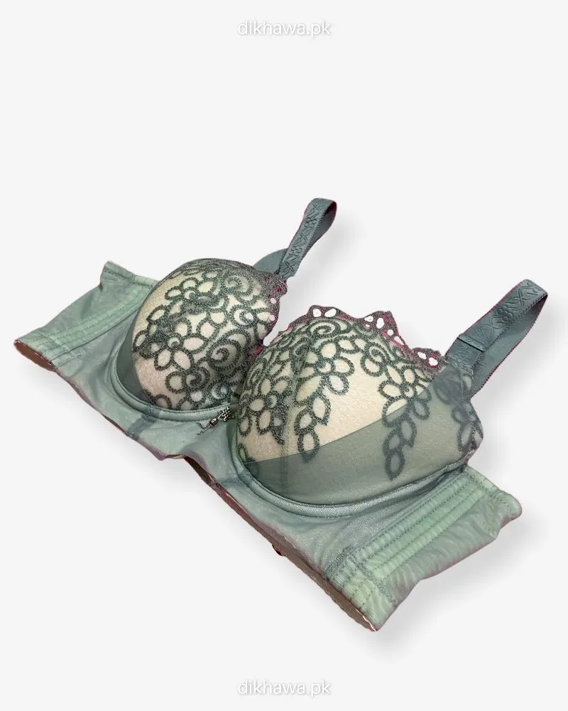 Full Cup Push Up Bra - Single Padded Soft Underwired Push Up Bra - Green -2021